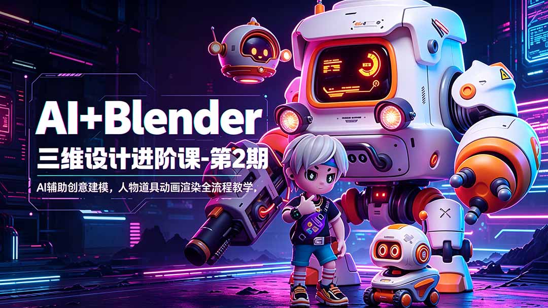 ��18586�ڣ�AI+Blender��ά��ƽ��׿�-��2�ڣ�AI�������⽨ģ��������߶�����Ⱦȫ���̽�ѧ